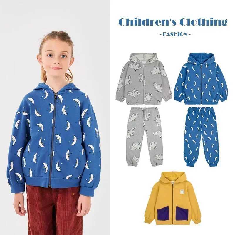 INS Fashion Child Sweatshirt Cotton Fleece Baby Boy Zipper Jacket Hoodies Pants Set 2024 Autumn New Childrens ClothingY240814
