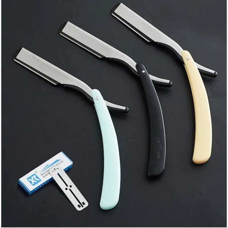 Salon Trimmer Manual Shaver Kit Straight Edge Stainless Steel Barber Razor Set Folding Shaving Knife with Free Blades G0115M240814