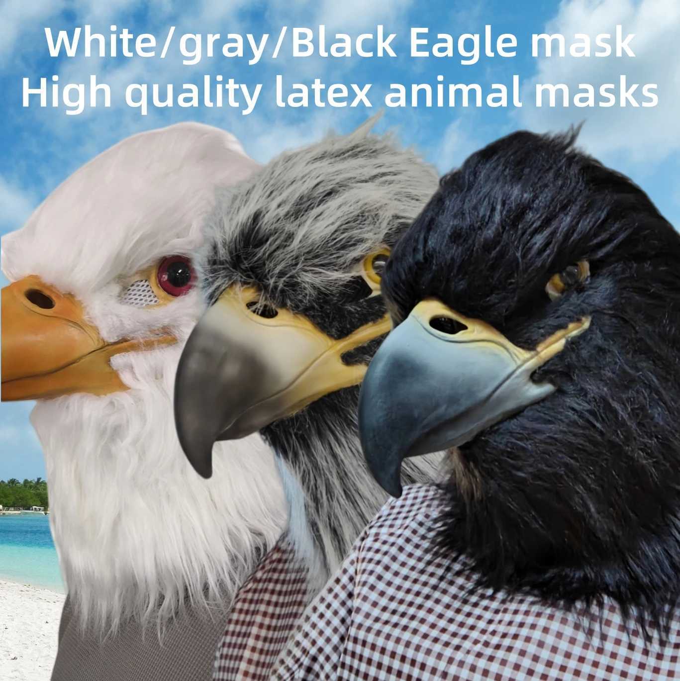Novelty Bird Latex Masks Eagle Mask Closed Mouth Eagle Head Cover Halloween Party Animal Dress up Cosplay Hawk Headgear Props Y240813