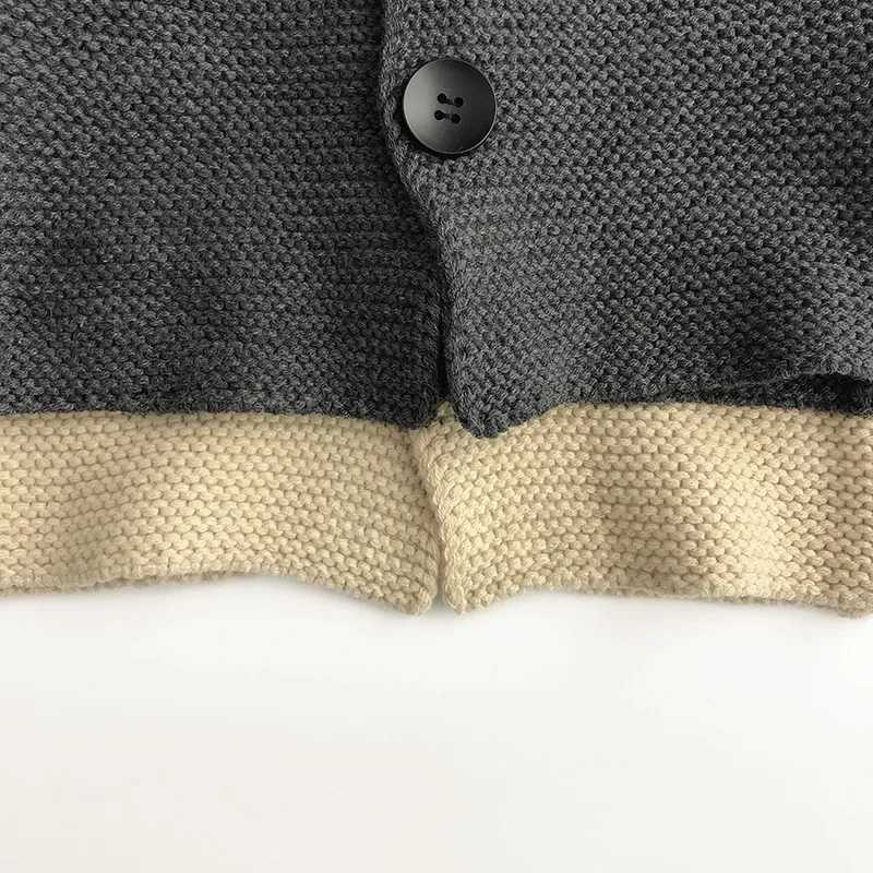 Baby Autumn Solid Fashion Knitted Jacket Childrens Korean Version Cardigan Girls Cotton Boys Thick Sweater Top W240813