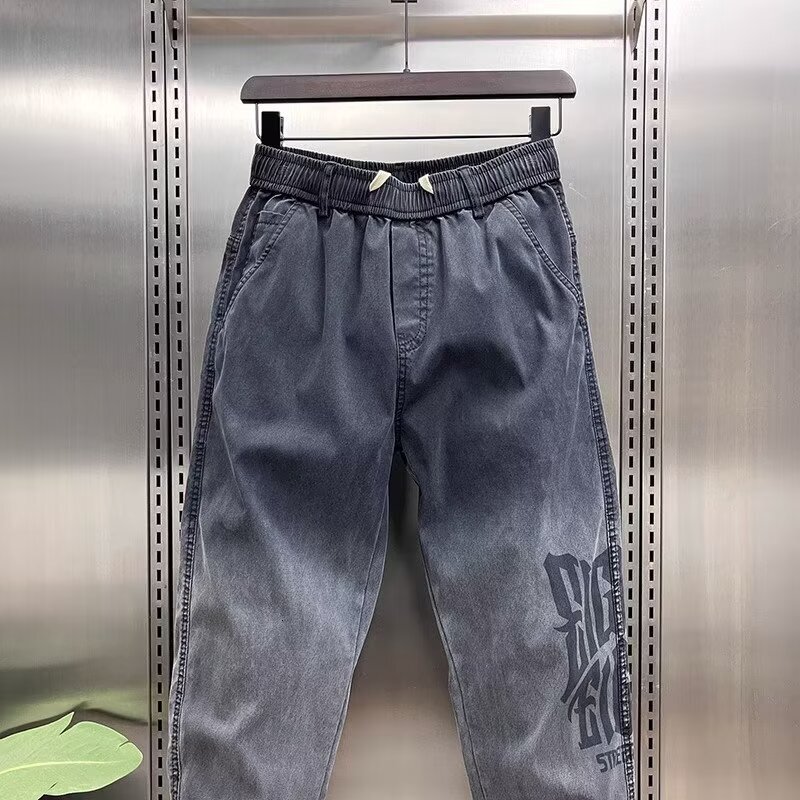 American summer jeans men's cropped versatile design trendy fashion slim casual pants