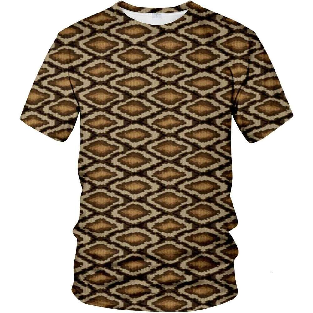 Mens T shirt 3D Novelty T-Shirt Exotic Realistic Python Snake Skin Pattern shirts tshirt graphic tee Casual tops summer clothes Short sleeve