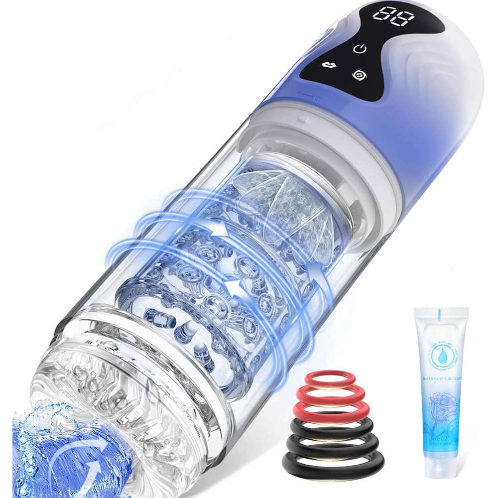Men's automatic male sexual toy - Male sexual toy pump with 7 suction and 7 rotation modes and tongue licking, adult toy waterproof male stroke L