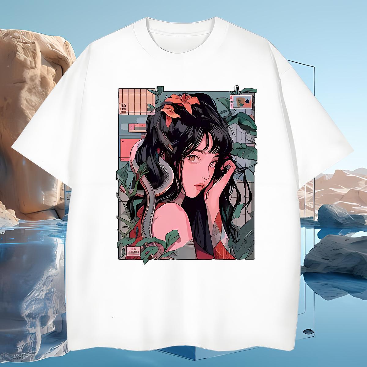 T Shirts Men 230g Pure Cotton women Casual Daily Wear Breathable Short Sleeve Cartoon Printing L-4XL Tshirts New Designer Loose Tees Shirts