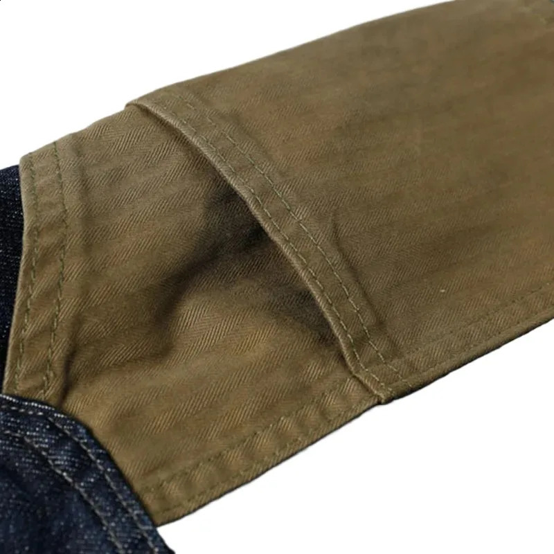 Arrival Top Fashion Autumn Zipper Fly Stoashed Casual Patchwork Cargo Denim Pockets Cotton Jeans Men 240814