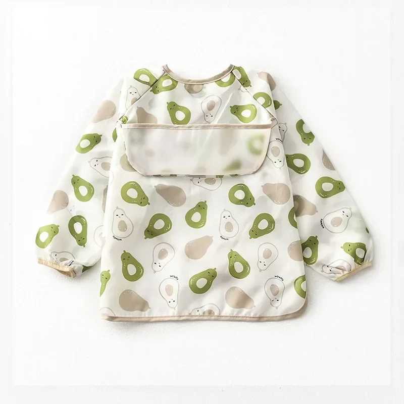 Bibs Burp Cloths Baby Bandana Bibs Cute Cartoon Bibs Waterproof Infant Eating Children Drawing Long Sleeve Apron Baby Self Feeding BibL4812