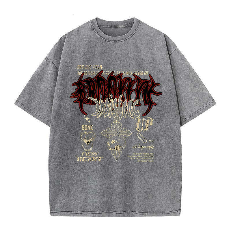 High Gothic Quality Washed Cotton for Men Women Vintage Tees Clothing Oversized Fashion Popular Daily Wear T-shirts