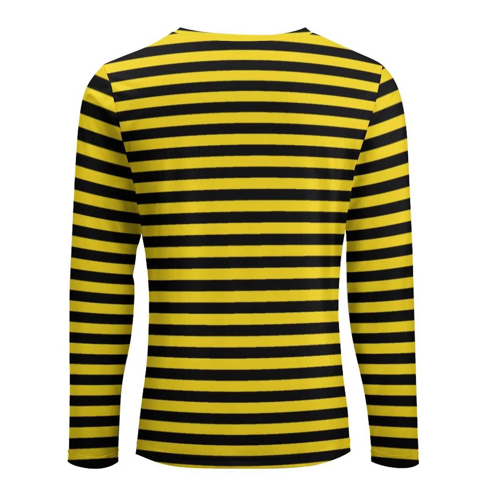 Bumble Bees T-Shirt Man Yellow And Black Stripes Kawaii T Shirts Autumn Novelty Tee Shirt Long Sleeve Pattern Plus Size TopsM240814