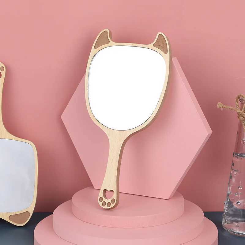 Hand mirror Creative design makeup handheld makeup mirror with handheld makeup mirror cute cat ear mirror W240813
