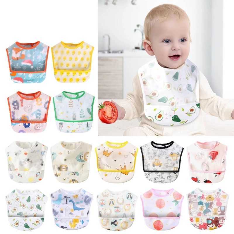 Bibs Burp Cloths 2023 New EVA Waterproof Baby Feeding Bib Meal Pocket Baby Saliva Towel Baby Apron Smock Rice Feeding Pocket 0-3T bavoir bbL4812