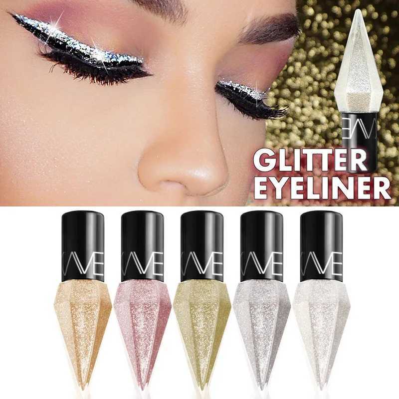 Diamond Shiny Eye Liners Eyeshadow Waterproof Silver Rose Gold Color Glitter Sequins Eyeliner Eye Shadow Makeup Beauty Cosmetics Y240813