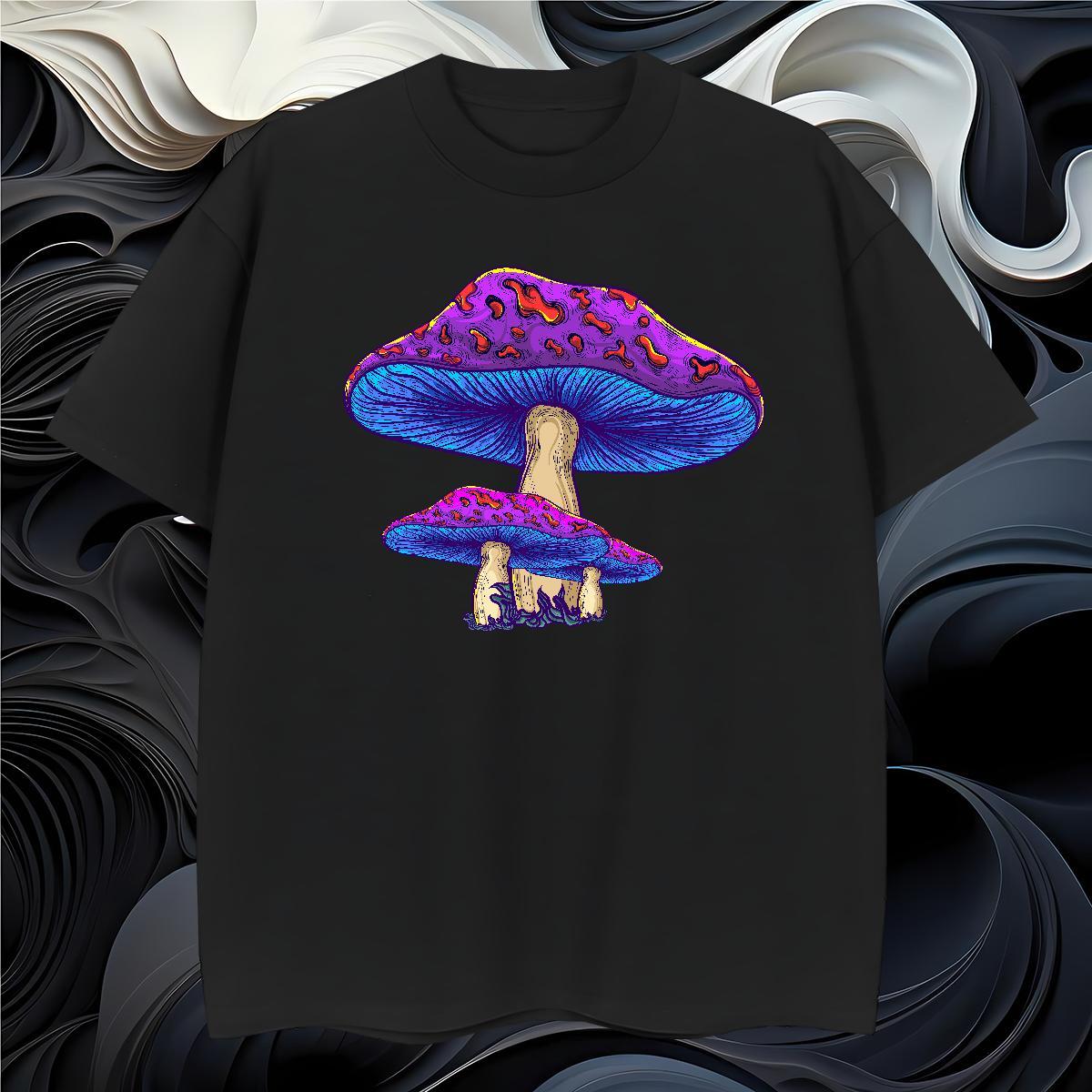 Loose Fit mushroom T-Shirts for Men Hip Hop Street Tshirt for Man Woman 230g 100% Cotton Customized Round Neck Short Sleeve Custom Print Plus Size Clo