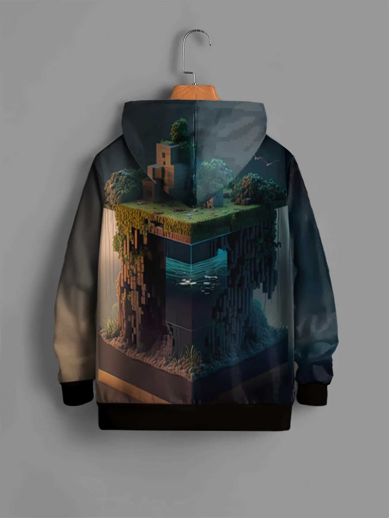 Underneath World Print Kids Hoodie Unisex Pullover Casual Hooded Long Sleeve Top Girls Boys Outdoor Clothes For Spring FallY240814