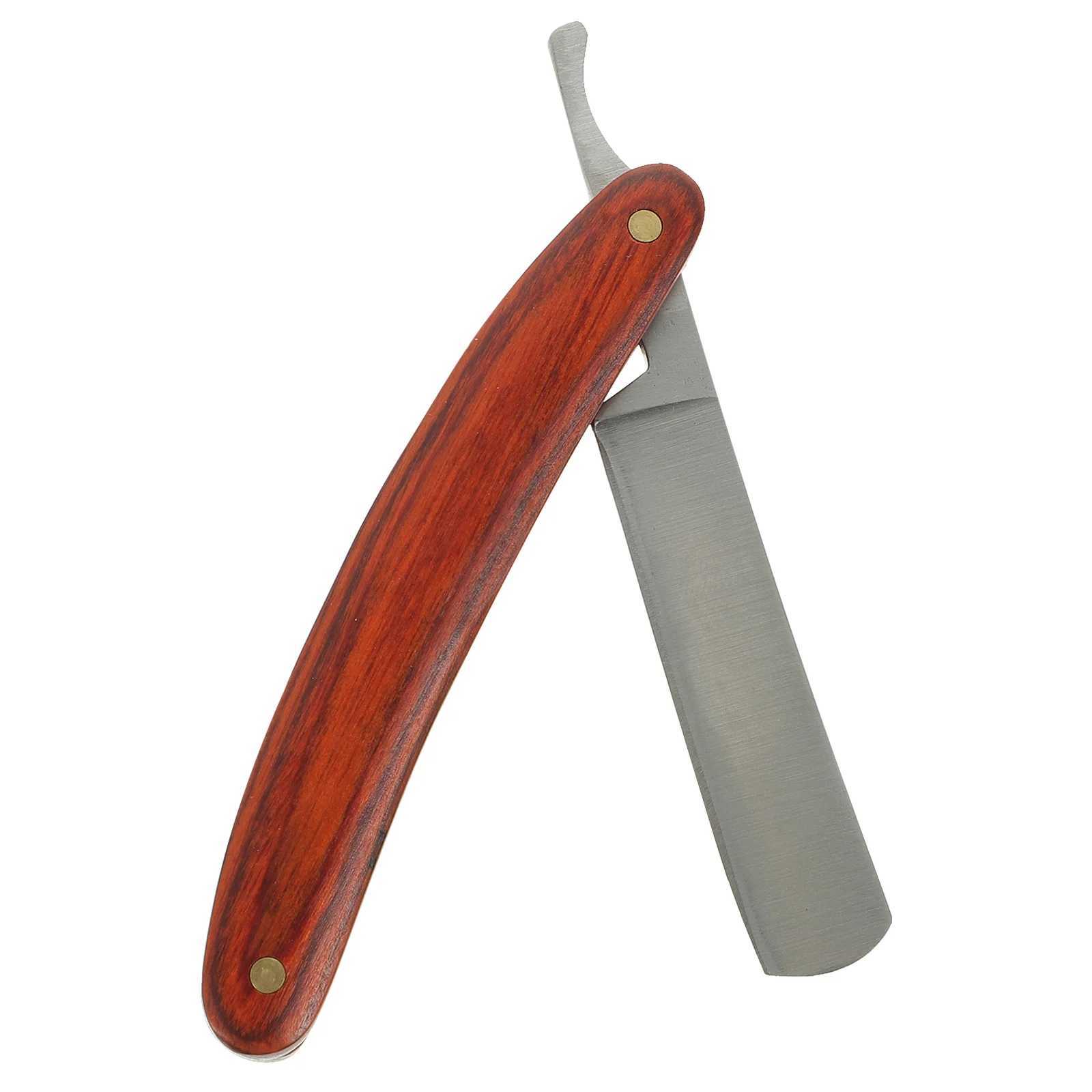 Wood Handle Straight Barber Razor Manual Beard Shaving Tool for Men Random StyleM240814