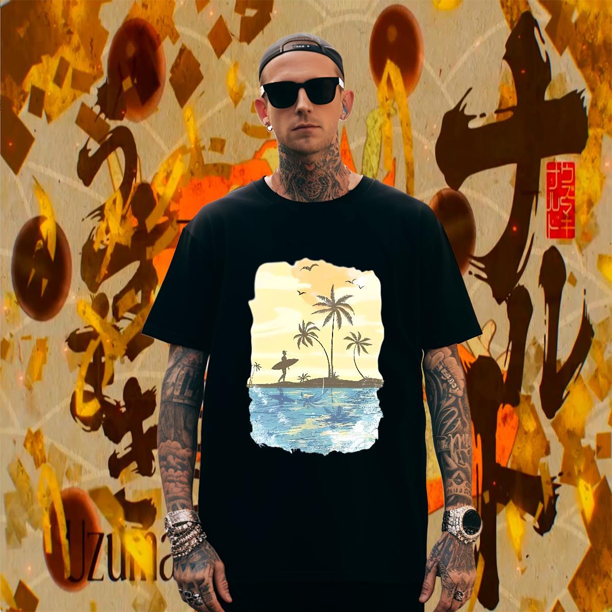 T-Shirts 230g 100% Cotton tree Anime Printing Street Crew Neck Oversized 3XL 4XL Men Clothes T-Shirt Brand Designer Tops