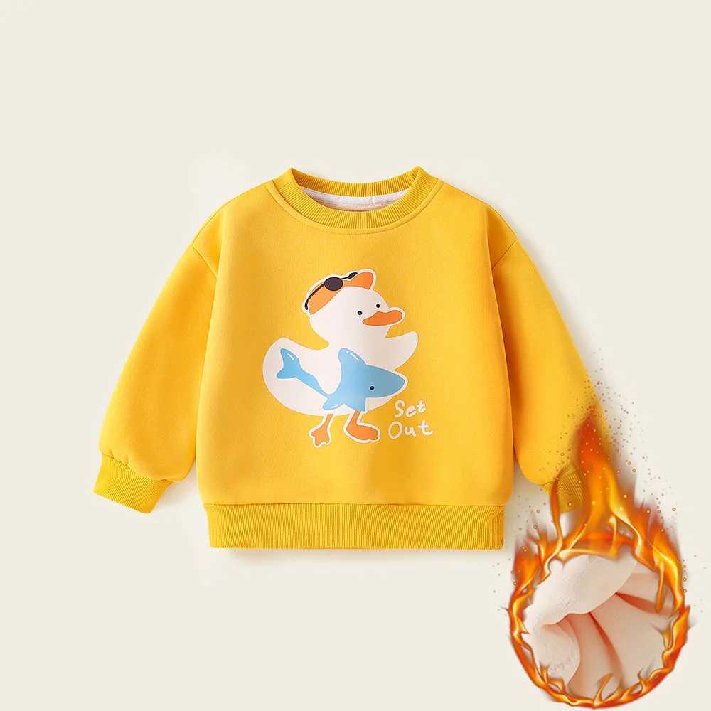 Autumn Winter Kids Boys Sweatshirts Cartoon Printed Plus Velvet Thicken Cotton Toddler Boys Pullovers Children Boys Warm TopsY240814