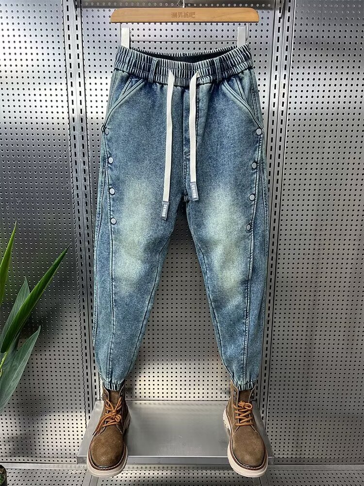49 American summer jeans men's cropped versatile design trendy fashion slim casual pants