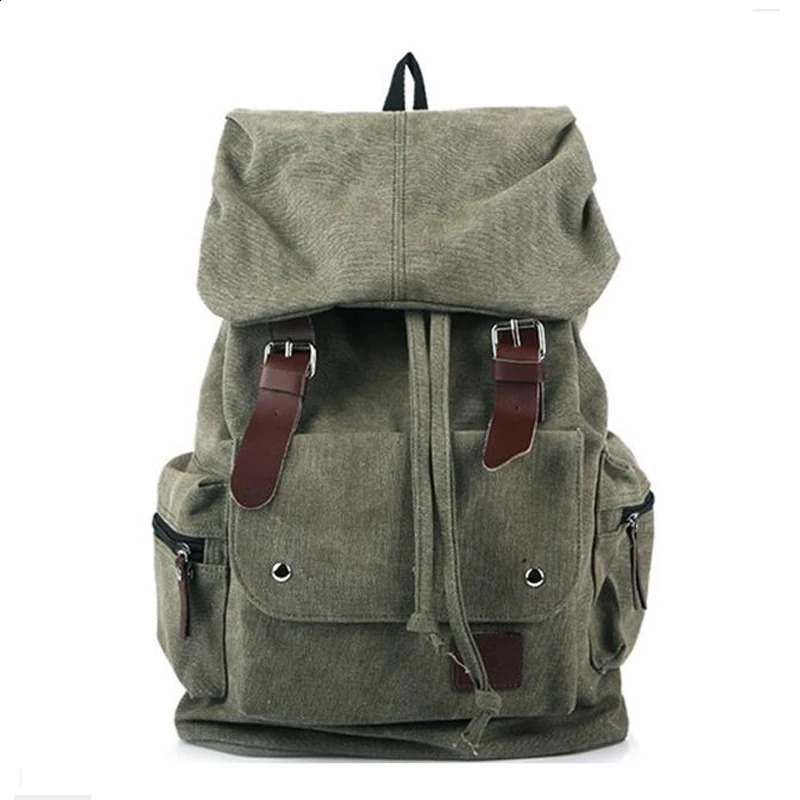 Men Casual Canvas Large Capacity Practical Backpack Casual Travel Bagpack School Bags Black Brown Green WL22 240813