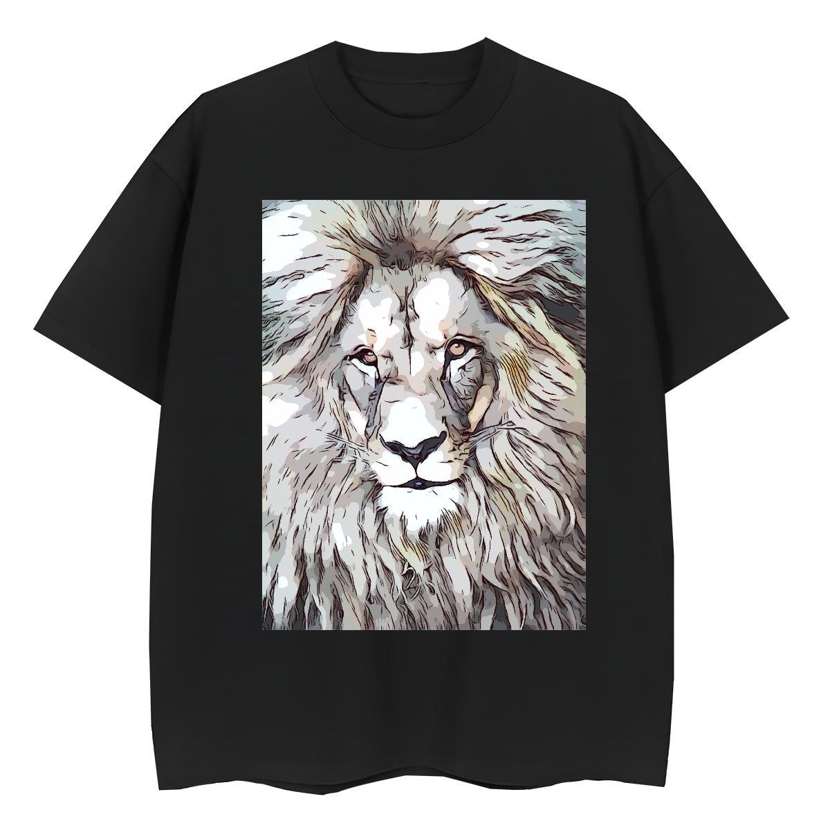 Comfortable T shirt lion Breathable Crew Neck Anime Printing Street Plus Size Custom 230g Pure Cotton Men Clothes T-Shirt 2024 Summer Tees Shirts