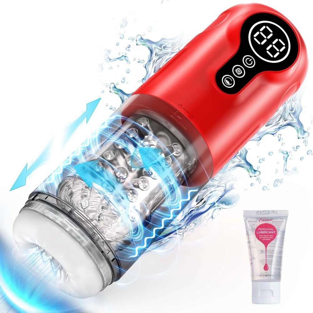 Automatic men's cup adult toy - sex toy pocket cat hands-free massager 3D realistic sleeve men's vibrator with 7 thrust rotation and vibrati