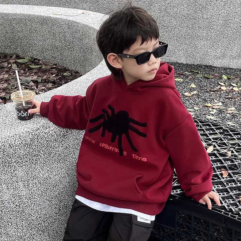 Children Boys Autumn Hoodies Cotton 3D Spider Printed Long Sleeve Baby Boys Sweatshirt Loose Handsome Toddler Teen Boys PulloverY240814