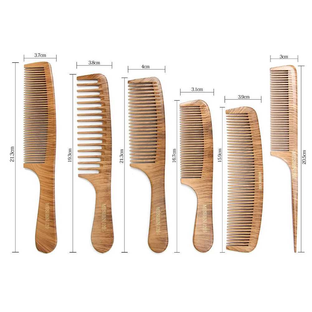 Natural pearl wood wide tooth hair comb leather hair massage wood comb keratinization anti-static brush for hair care tools W240813