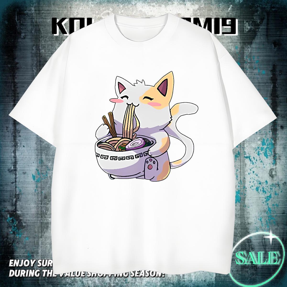 Cool Design Tshirt for Man Woman Home Outdoor 230g Cotton Custom Printing Breathable Crew Neck cat T Shirts Men Factory Direct Tops