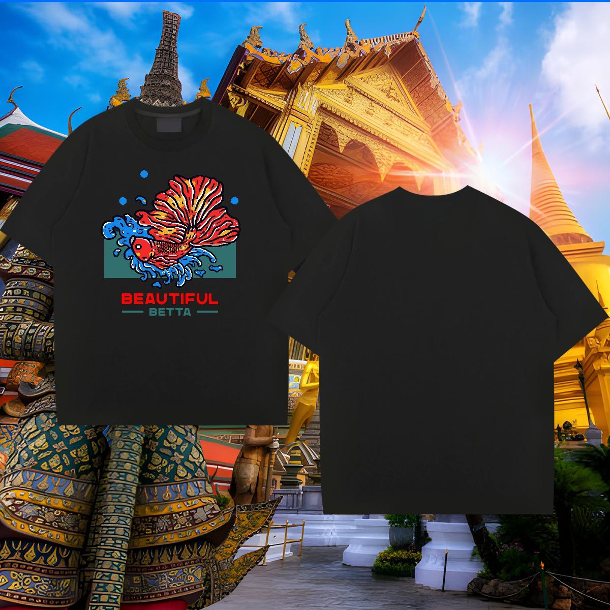 Loose Fit T shirt Breathable Crew Neck Anime Printing Street DIY Logo Oversized 230g Cotton Couples T Shirts Free Shipping Tops Tees
