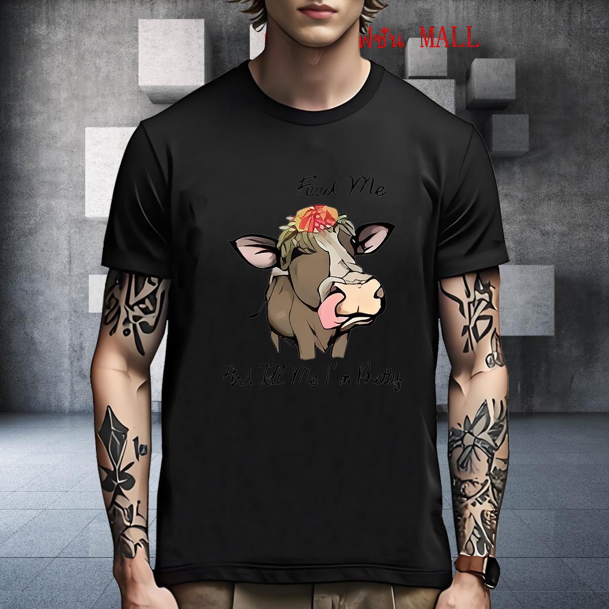 Popular T-Shirts for Men cow Crew Neck Street Casual Custom Anime 230g 100% Cotton Men Clothes T-Shirt 2024 Top Tees