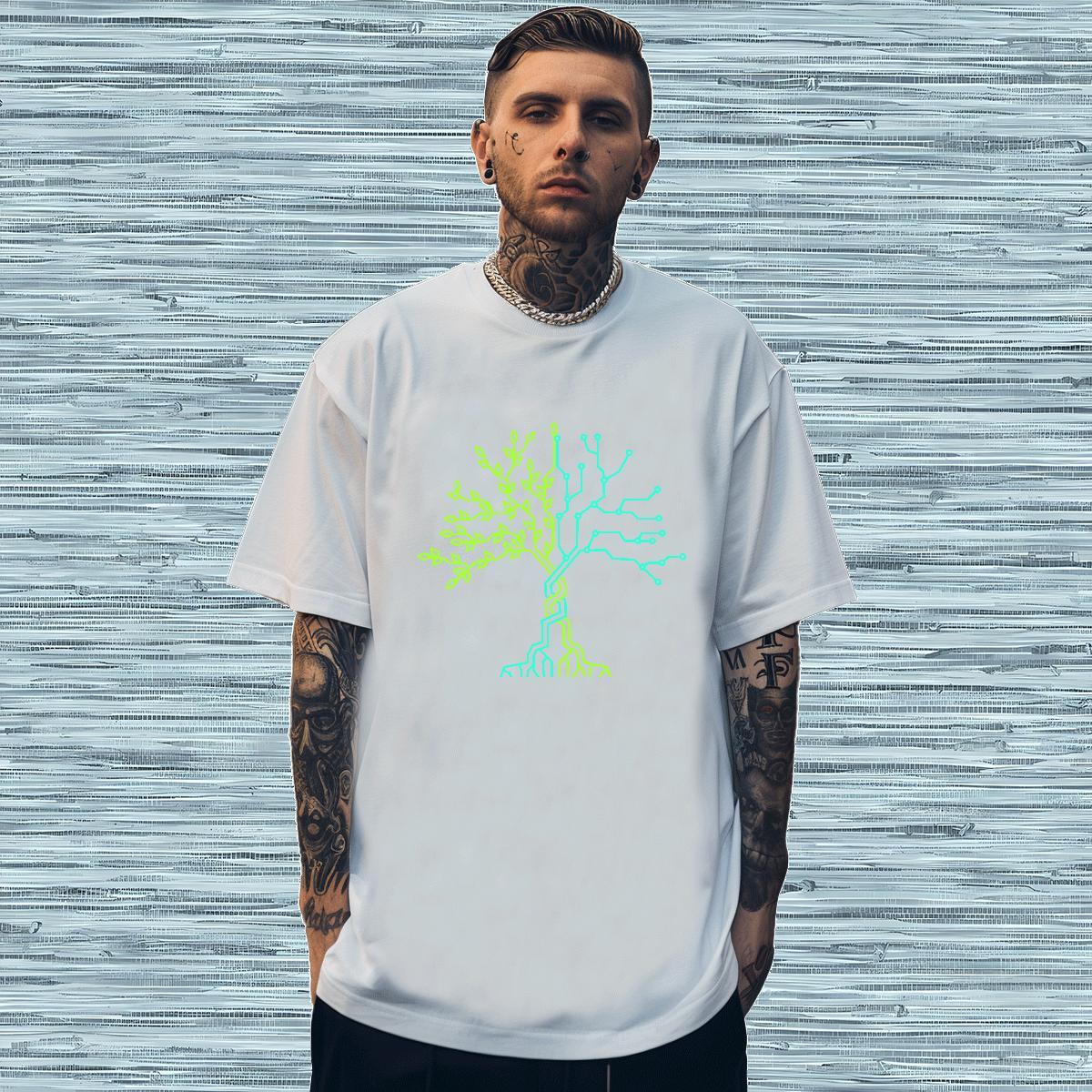 T Shirts Men 230g Pure Cotton tree Sports Casual Breathable Short Sleeve DIY Mens Tshirts Stylist High Quality Tee Shirt