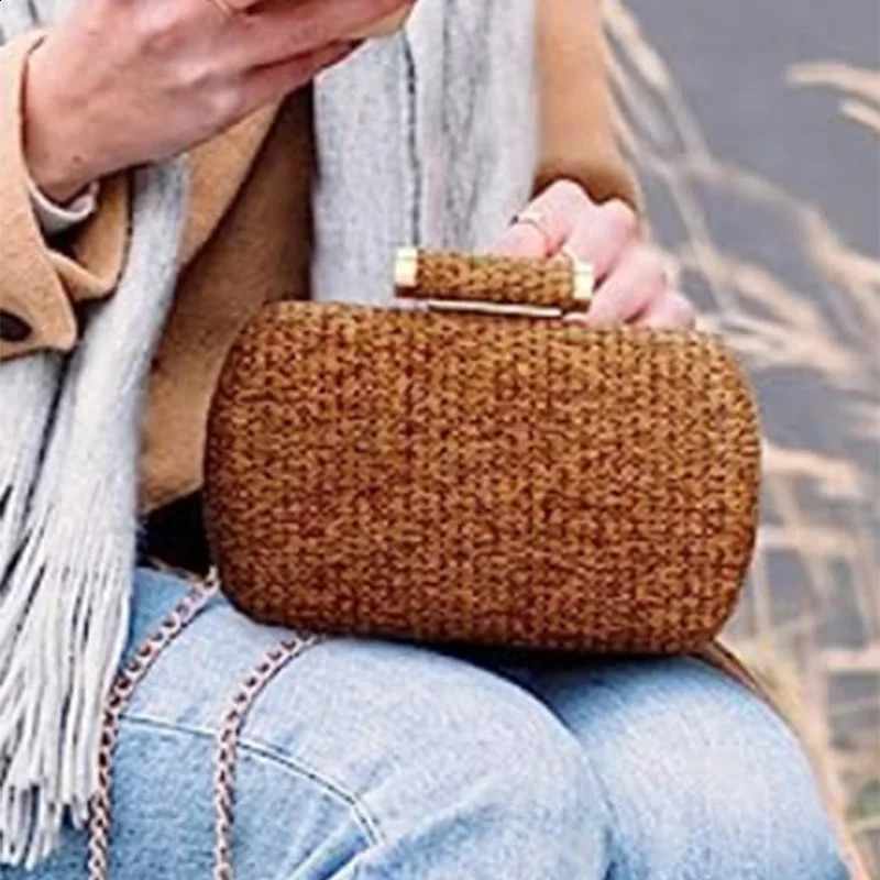Straw Clutch Purse for Women Wedding Hand-Woved Evening Straw Handbag Party Wedding Summer Beach Wicker Shoulder Messenger Bags 240813