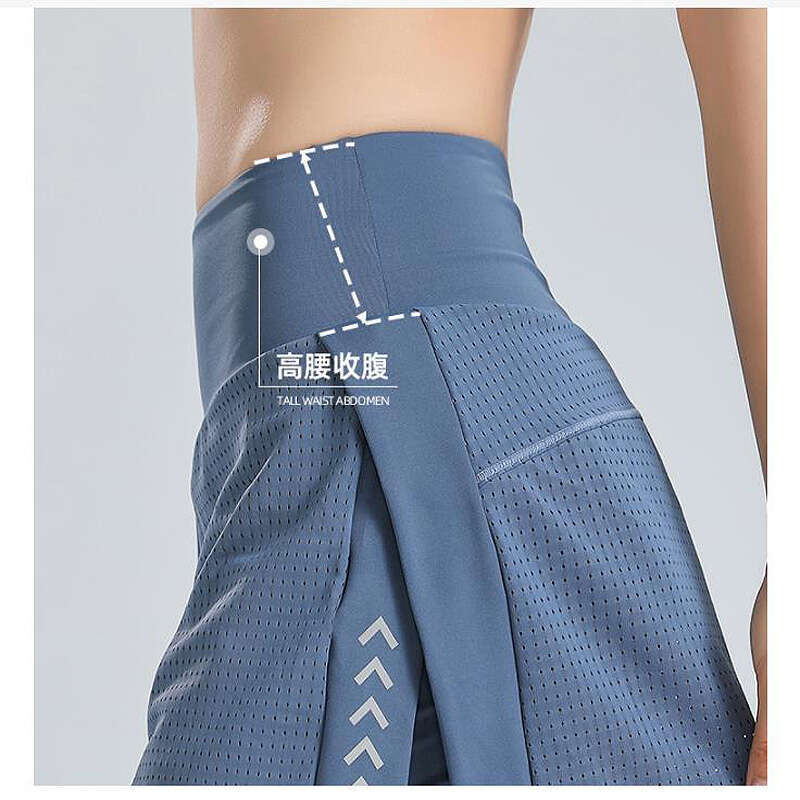 Women Pants Breathable Mesh High Waist Female Tennis Skort Sport Yoga Running Shorts Skirt Solid Color