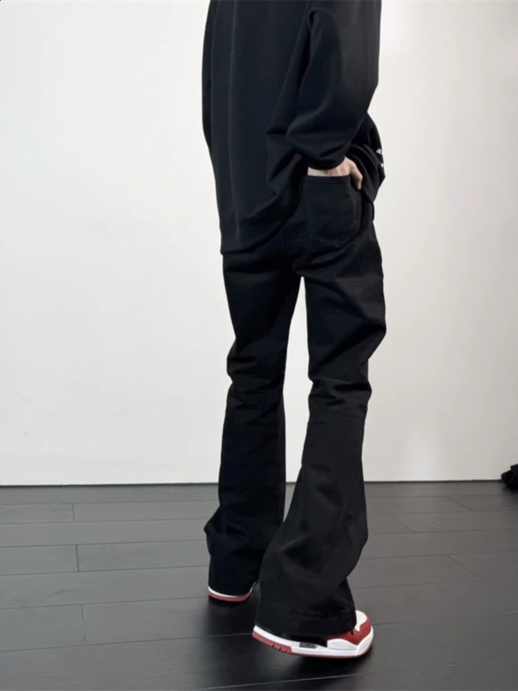 Flare Jeans Men American Slim Chic High Street Washed Hip Hop Denim Trousers All-match Harajuku Simple College Autumn Mopping 240814