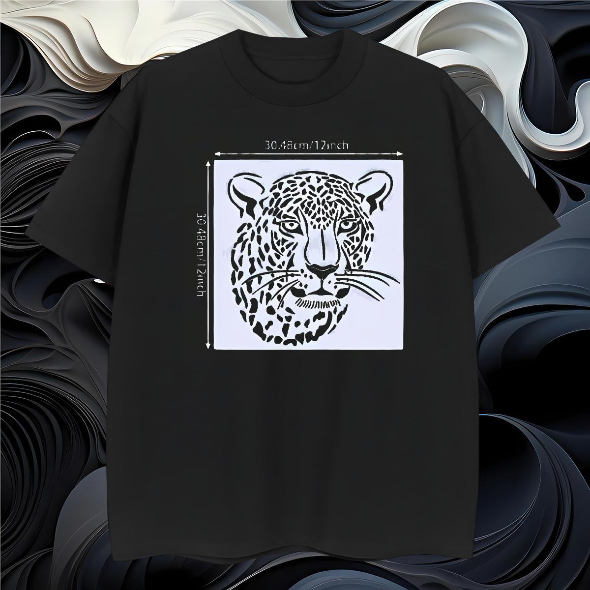 Classic Mens T Shirts leopard Short Sleeve Soft Casual Plus Size Cartoon 230g 100% Cotton Men Tops Tees New Designer Clothes