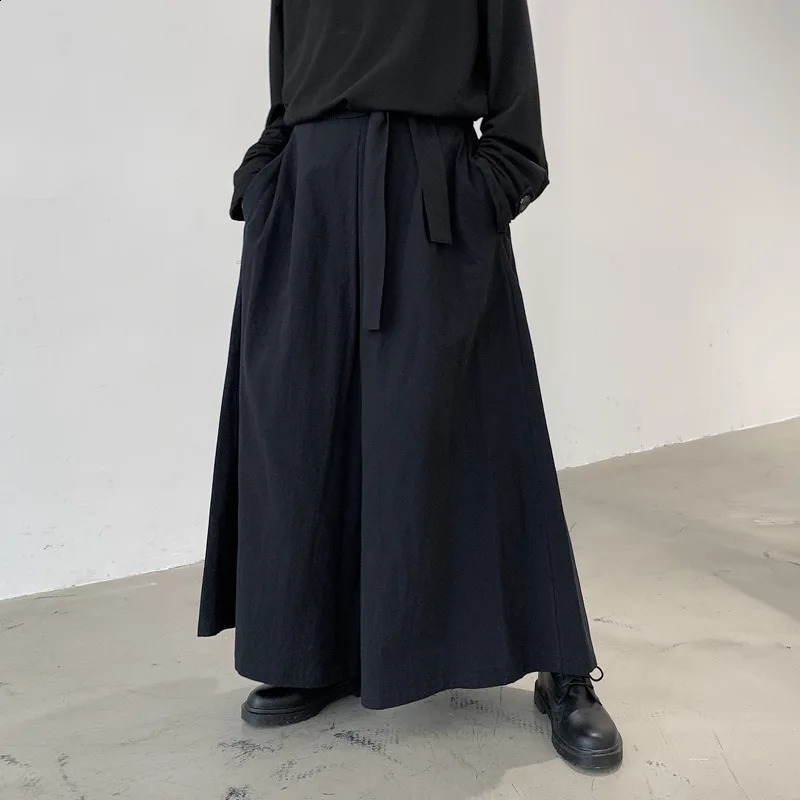 Men Hakama Harajuku Kimono Samurai Pants Men Casual Wide Pants Men Chinese Style Hanfu Tang Trousers Male Kendo Uniforms 240814