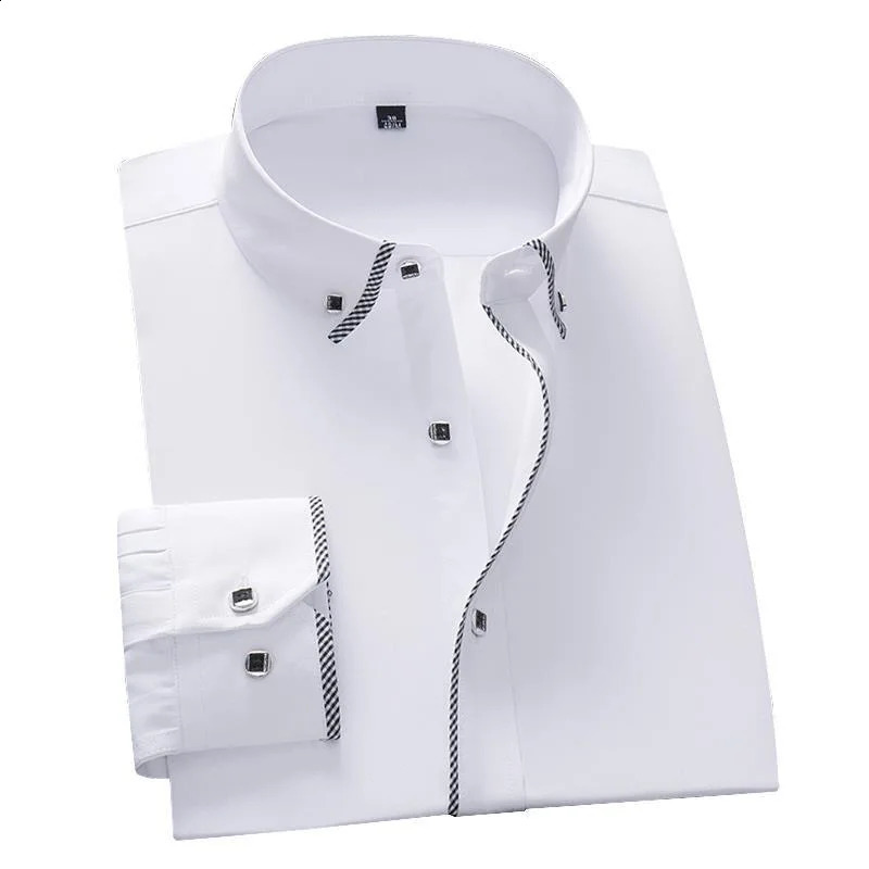 White Shirt for Men Long Sleeves Office Business Button-down Dress Shirts Casual Male Korean Fashion Slim Fit 5XL 6XL 7XL 8XL 240814