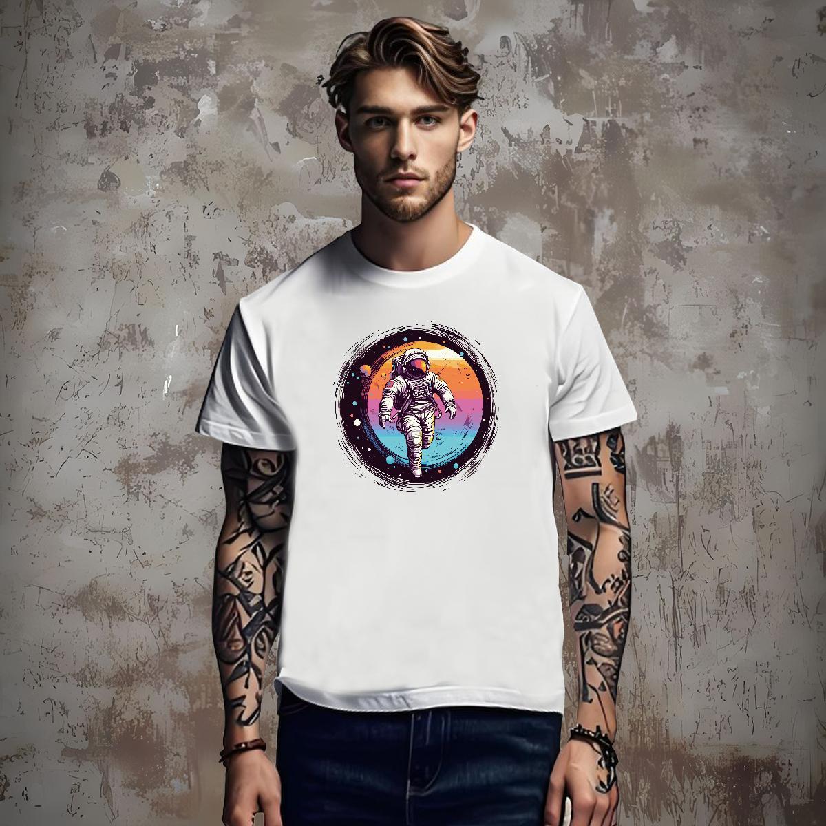 Men T Shirts 230g Pure Cotton cosmonaut Outdoor Breathable Soft Oversized 3XL 4XL Couples T Shirts Fashion Design High Quality Tops Shirt