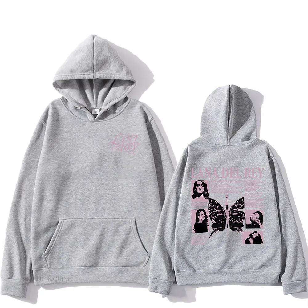 Del Lana Rey Hoodie Singer Graphic Printed Men's Sweatshirt Long Sleeve Fleece Casual Pullover Fall Winter Fashion Sweatshirts s