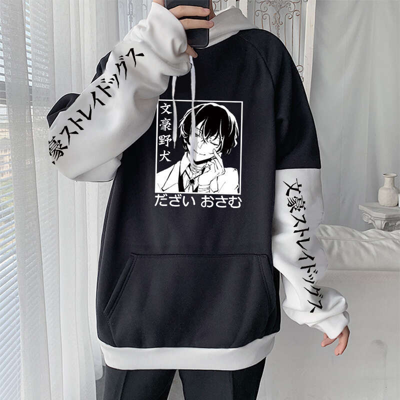 Bungo Anime Stray Dogs Hoodie Hip Hop Plus Size Patchwork Long Sleeve Sweatshirt Men Haruku Cool Osamu Dazai Manga Hoodies s