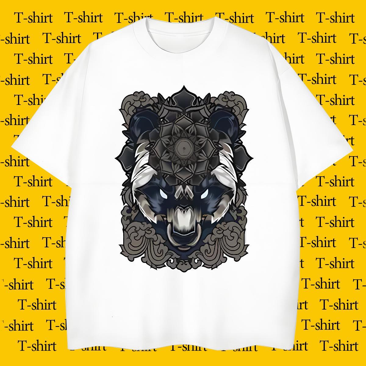 Classic Mens T Shirts wolf Round Neck Short Sleeve Sports Casual Custom Printing 100% Cotton 230g Men Tshirts Designer Clothings