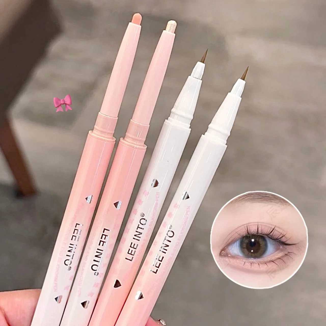 Double-head Silkworm Pen Outline Eyeliner Lip Nose Contouring Gel Matte Natural Eyelid Lower Pen Highlight Brighten Face Makeup Y240813