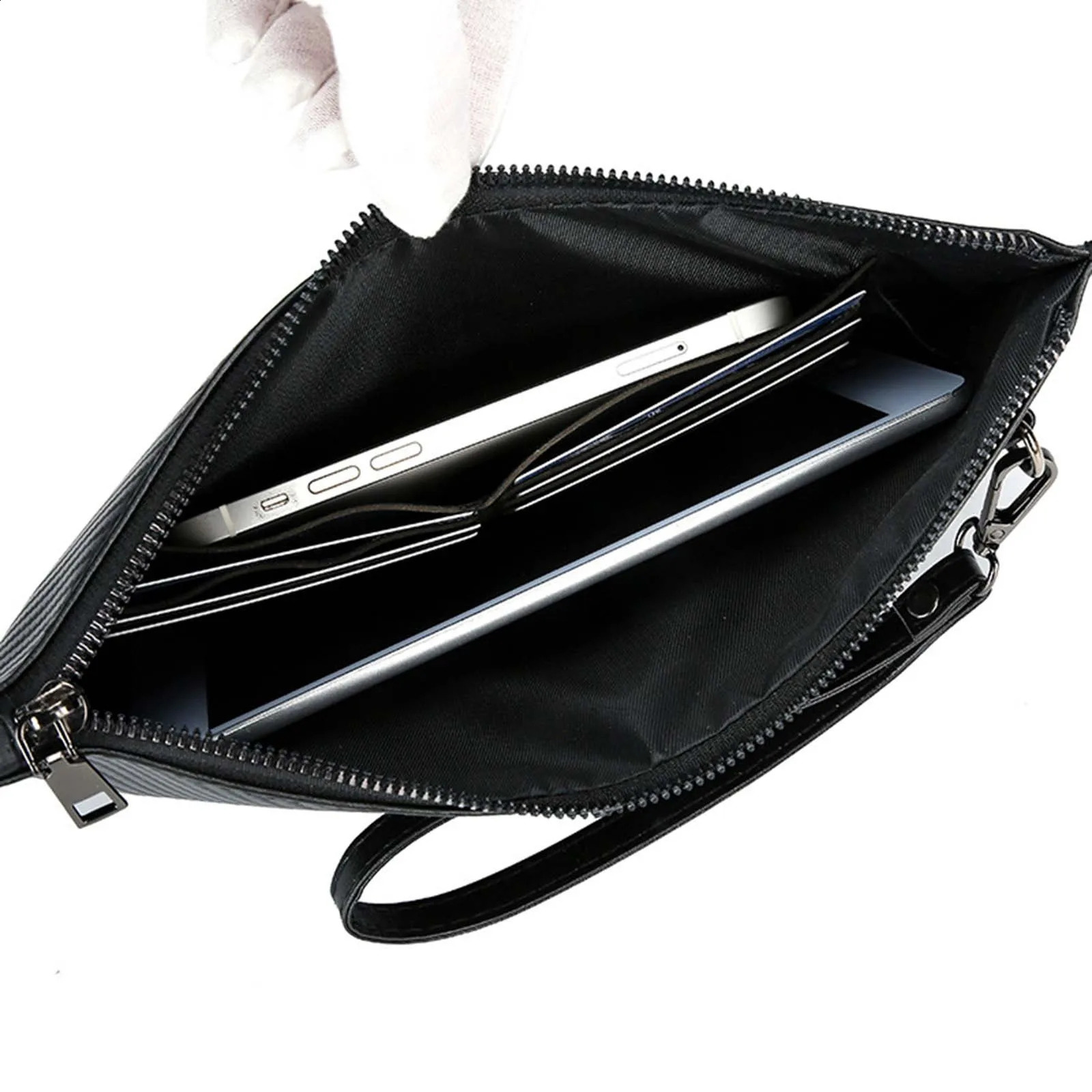 Fashionable mens handbag handmade soft leather large capacity clutch bag perfect for office travel business and perfect gift 240812