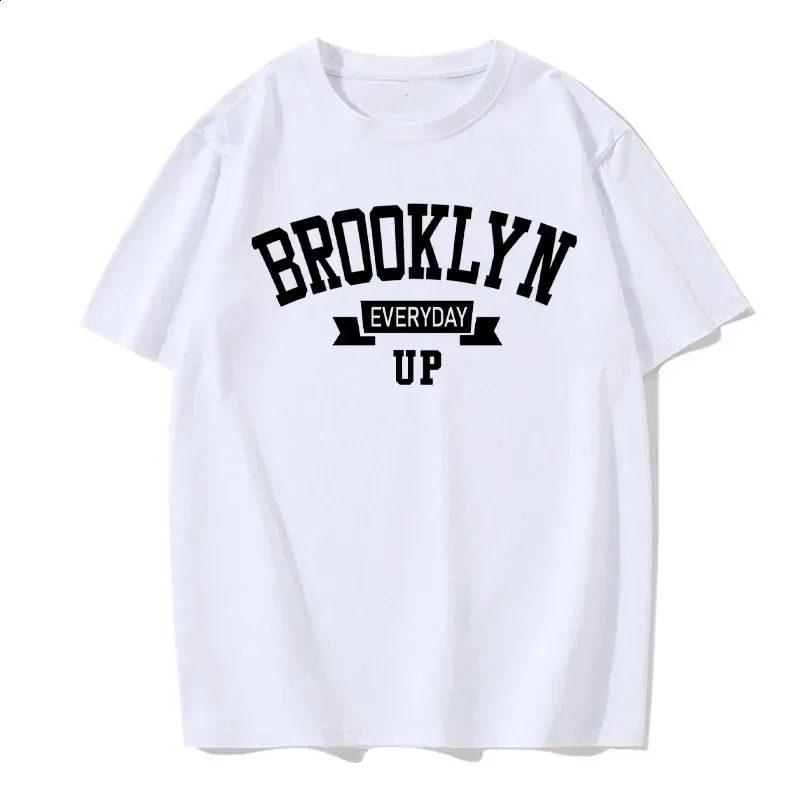 Summer mens cotton Tshirt Brooklyn print top fashion letter vest short sleeved clothing Harajuku streetwear 240813