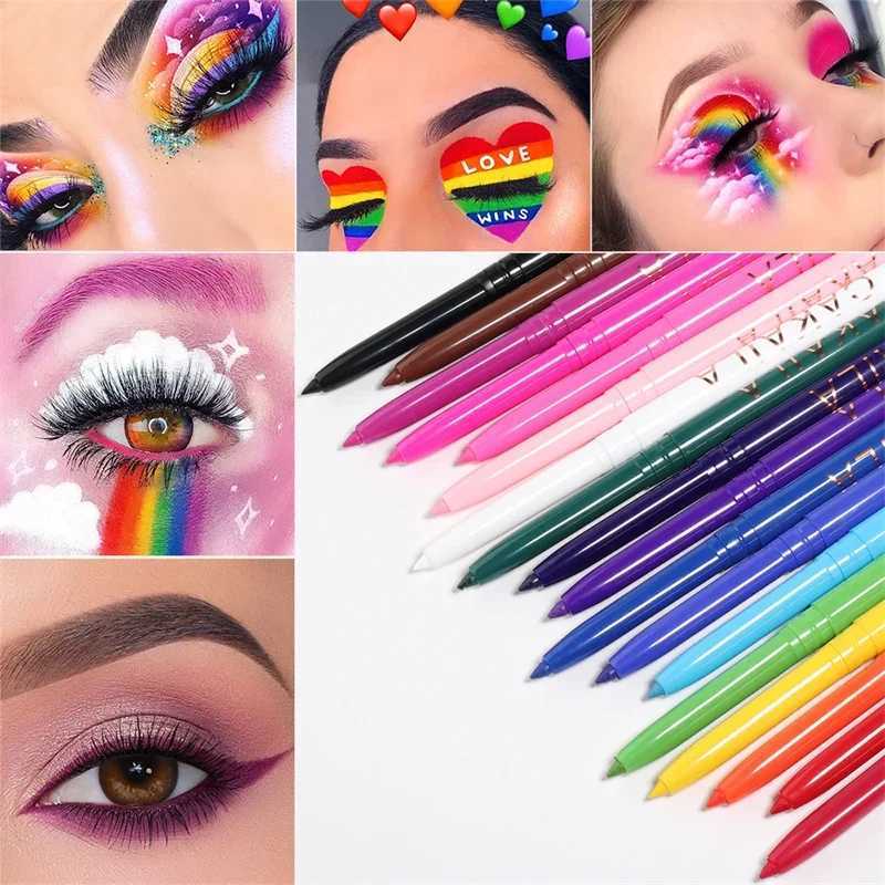 Rotating Color Matte Eyeliner Gel Pencil Lasting Waterproof Easy To Wear White Yellow Blue Eye Liner Pen Beauty Makeup Cosmetics Y240813