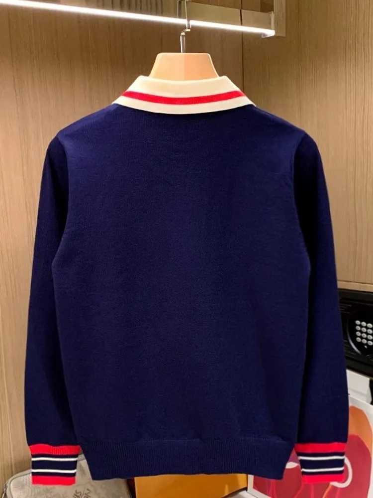British style mens lapel sweater top patch work long sleeved knitting pull-out jumper autumn new business casual knittingW240729