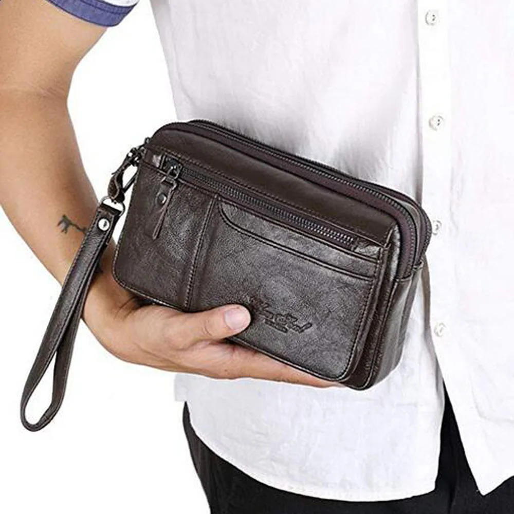 Genuine leather mens wallet business clutch wallet genuine leather wallet 240816