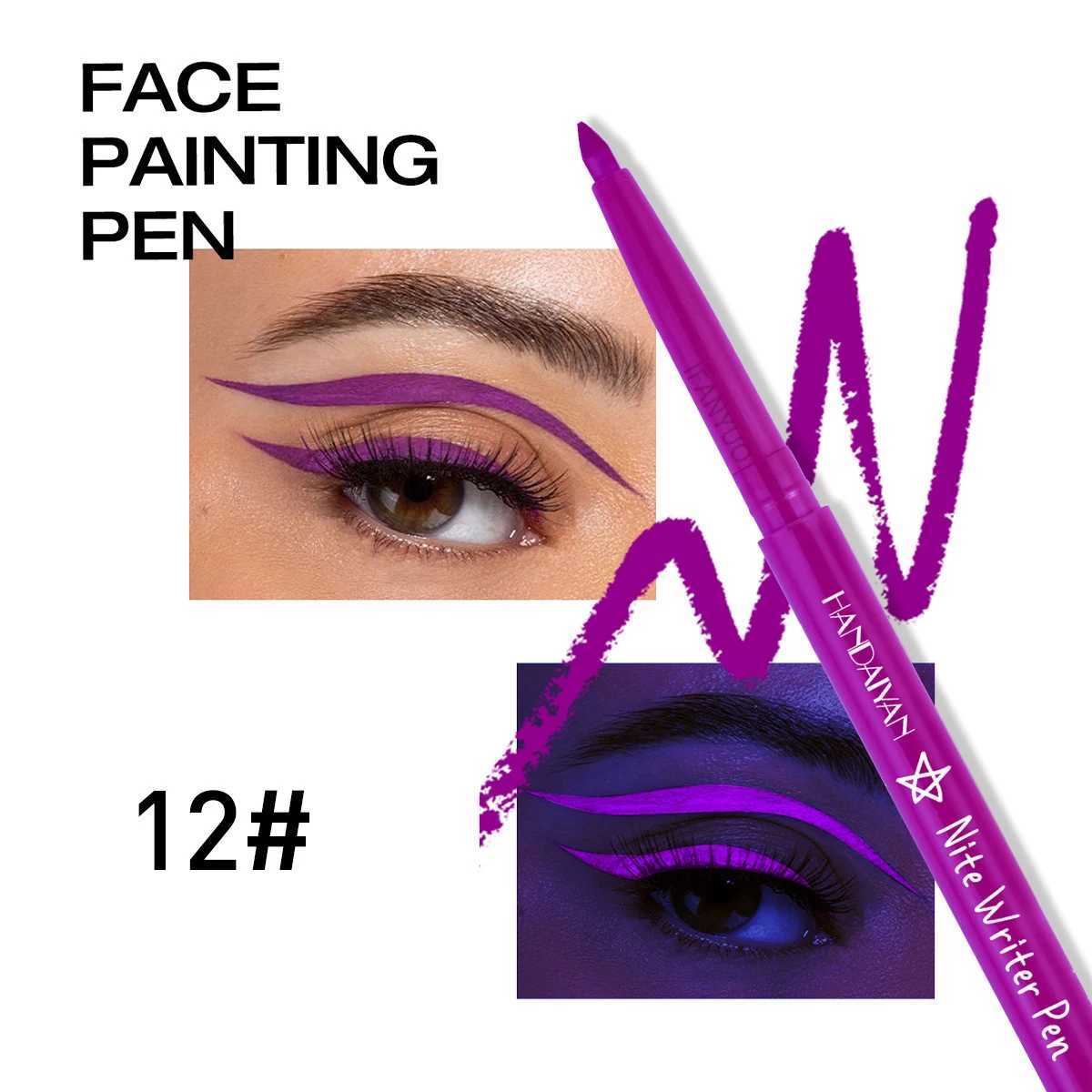 Fluorescent UV Light Neon Eyeliner Pen Waterproof Yellow Purple Orange Color Gel Eye Liner Pencil Eyes Make Up Cosmetics Tool Y240813