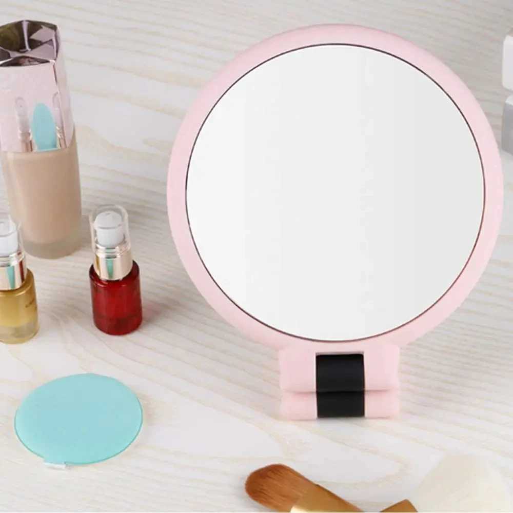 Double sided folding hand magnifying glass travel mirror womens handheld makeup mirror 2/5/10/15x retro style W240813