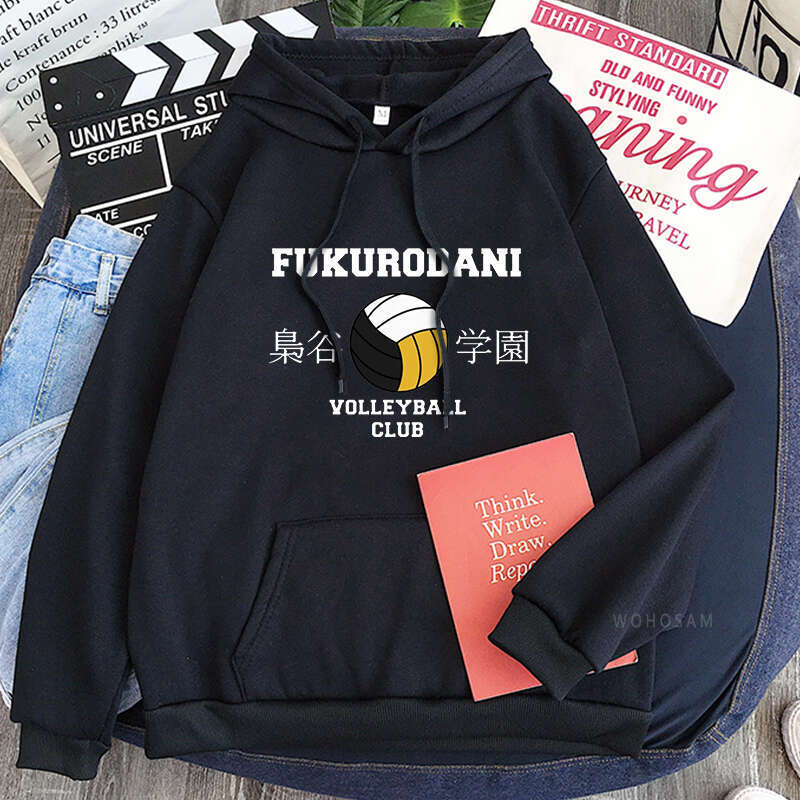 Anime Haikyuu Hoodies Funny Fukurodani Academy Volleyball Club Cartoon Graphics Unisex Oversized Winter Long Sweatshirts