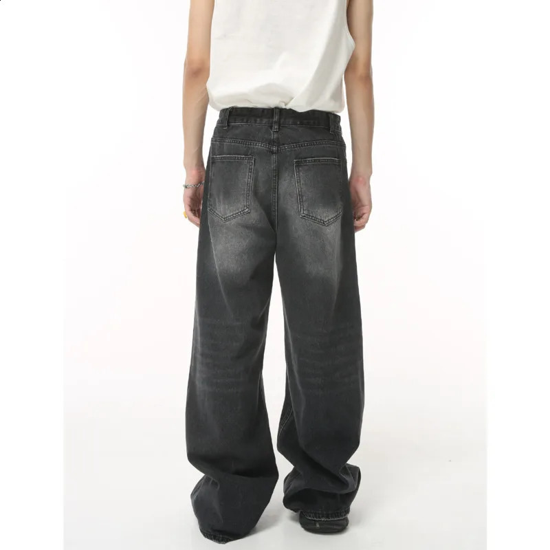 Retro mens denim pants spring And summer street wide leg loose denim pants fashionable ripped straight leg pants S-XL 240821